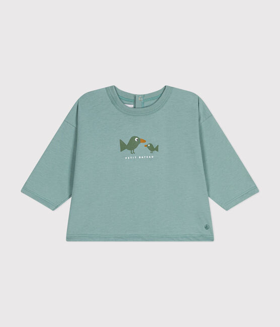 Camiseta de manga larga de punto fino para bebé verde PAUL