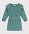 Vestido de manga larga de rizo de terciopelo liso de niña verde BRUT