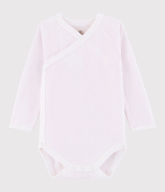 Bodi cruzado de manga larga de bebé niña rosa VIENNE/blanco MARSHMALLOW