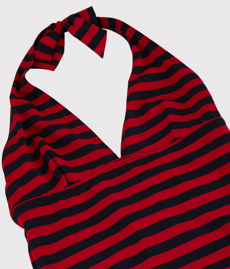 Traje de ba&ntilde;o de 1 pieza reciclado de mujer azul/rojo