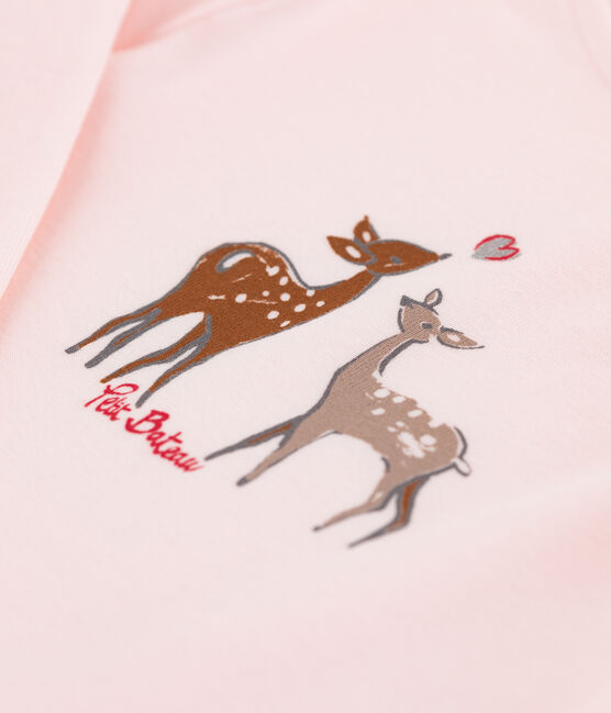 Camiseta serigrafiada para niña rosa FLEUR