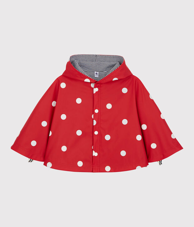 Capa para la lluvia con lunares de beb&eacute; rojo/blanco