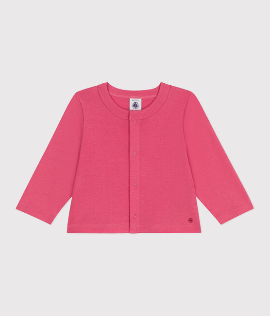 Cárdigan de algodón liso para bebé rosa PEONIA