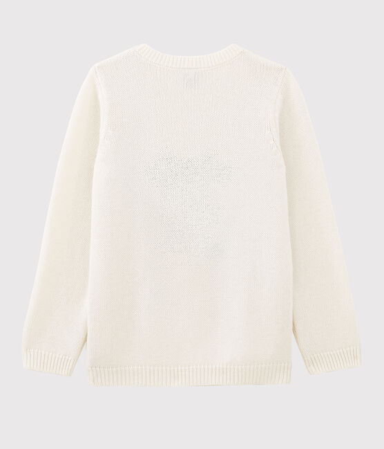 Jersey de manga larga de punto de lana y algodón blanco MARSHMALLOW/ MULTICO CN