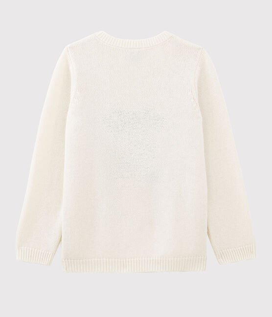 Jersey de manga larga de punto de lana y algodón blanco MARSHMALLOW/ MULTICO CN