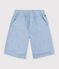 Bermudas cortas infantiles de algod&oacute;n liso azul
