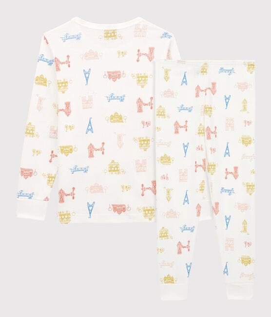 Pijama de París de algodón orgánico infantil unisex blanco MARSHMALLOW/blanco MULTICO
