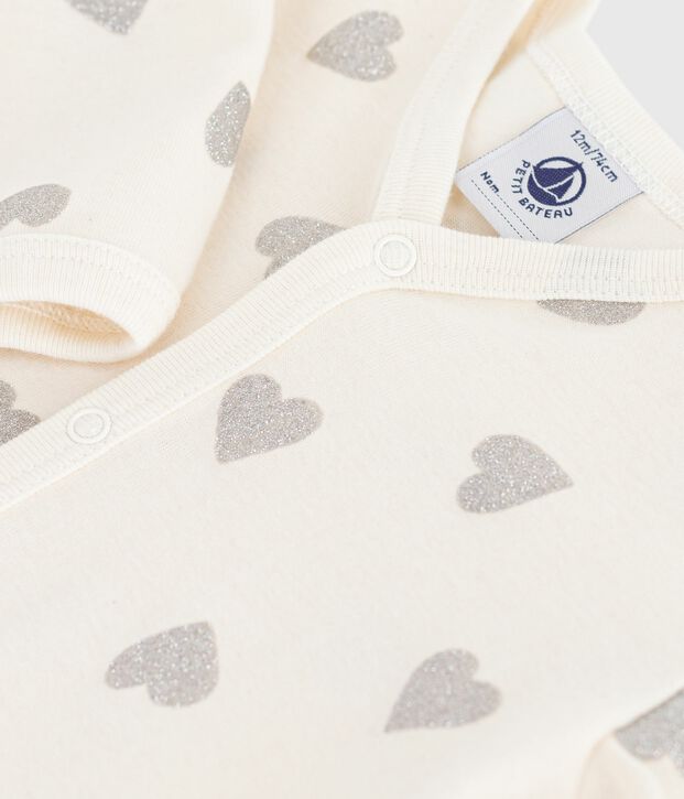 Pijama sin pies de algod&oacute;n estampado para beb&eacute; crudo/gris