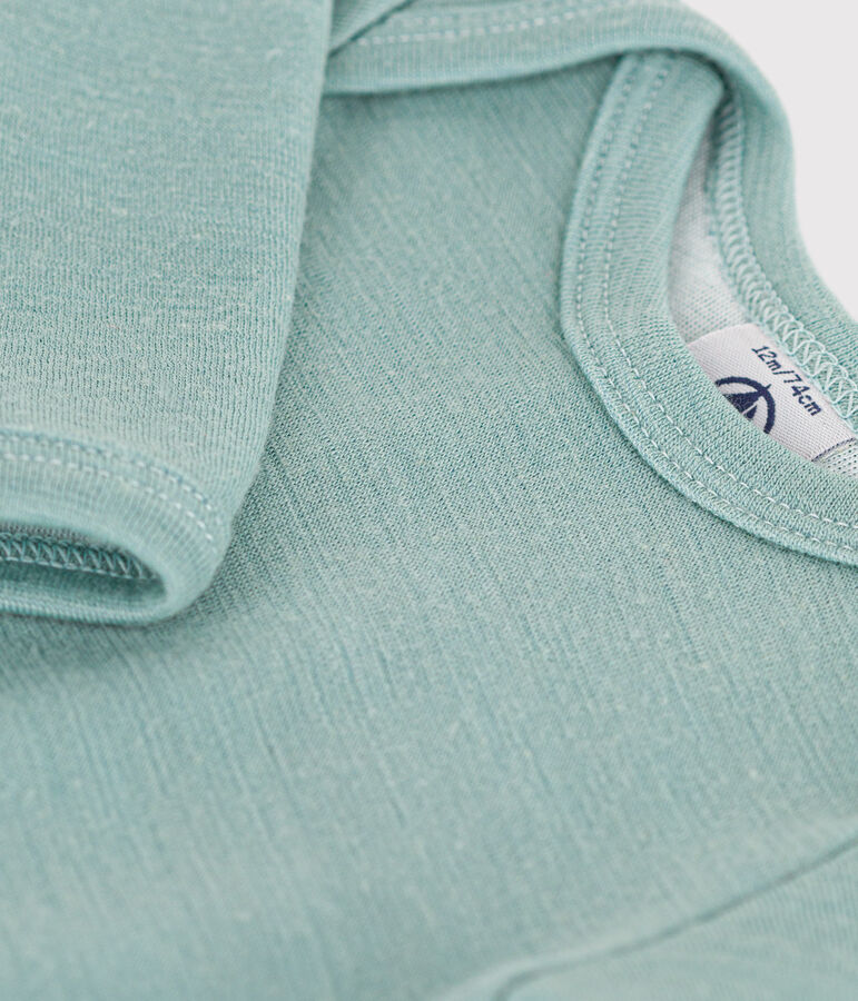 Body de manga larga de lana y algod&oacute;n para beb&eacute; verde