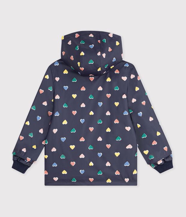 Chubasquero infantil con estampado de corazones azul/multicolor