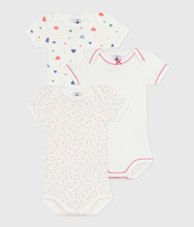 Juego de bodis de algod&oacute;n de manga corta con estampado de corazones para beb&eacute; multicolor