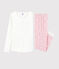 Pijama de algodón de chica/mujer blanco MARSHMALLOW/rosa MINOIS