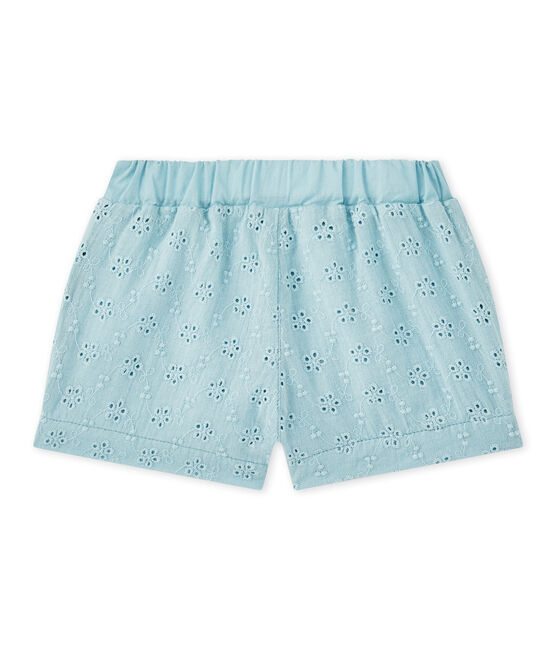 Short bebé de niña con bordado inglés azul MIMI