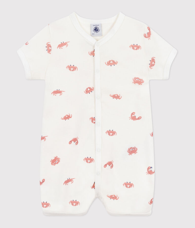 Mono corto de algod&oacute;n con cangrejos para beb&eacute; blanco/multicolor
