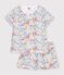 Pijama corto infantil de algod&oacute;n con flores blanco/multicolor