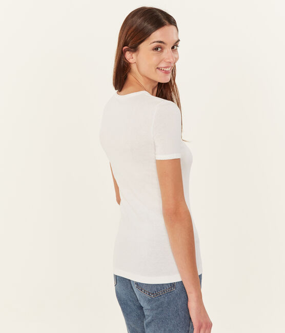 Camiseta manga corta lisa para mujer blanco ECUME