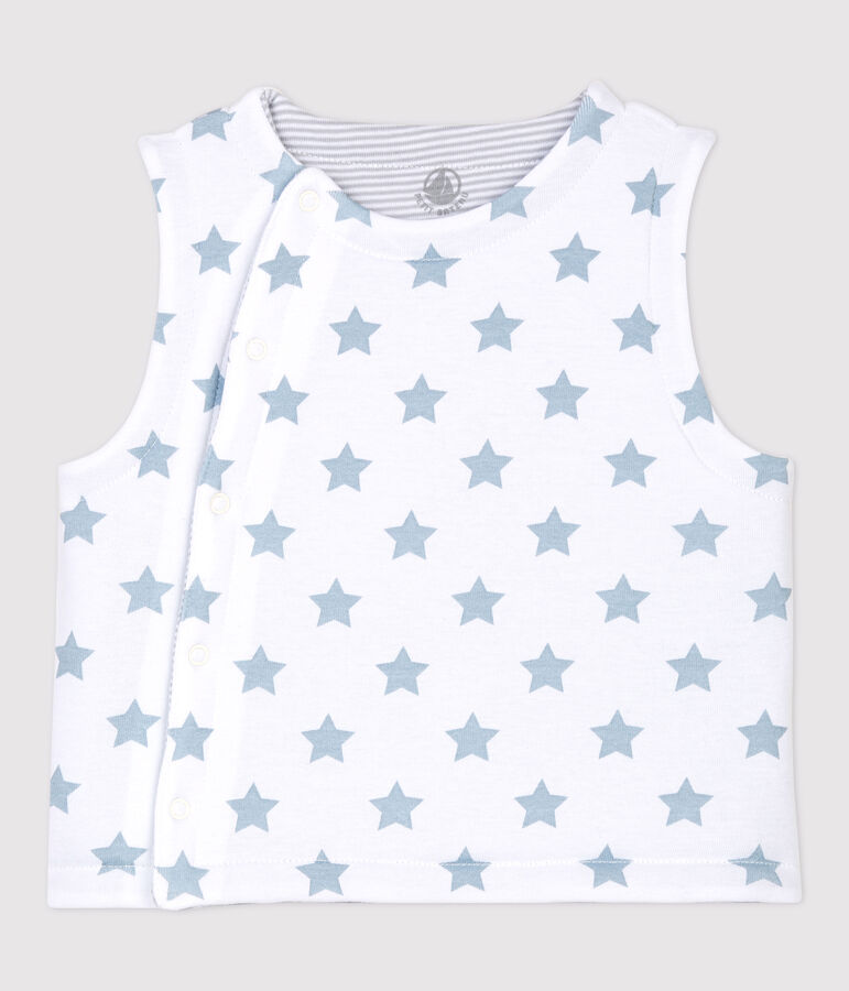 Chaleco reversible de beb&eacute; de algod&oacute;n acolchado blanco/gris