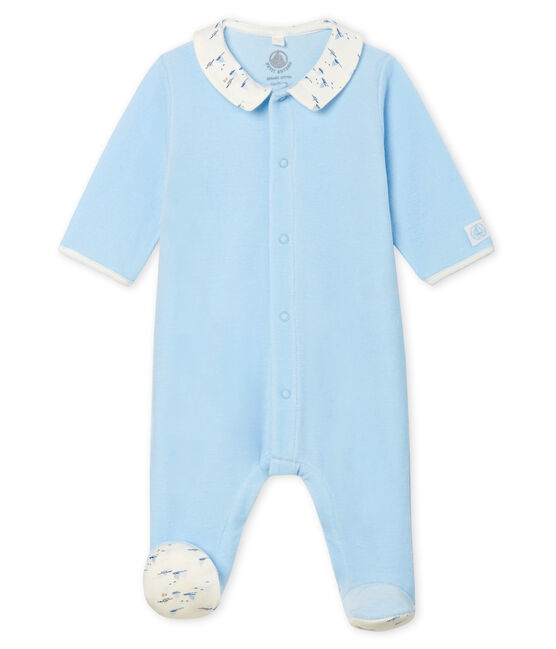 Pelele de terciopelo para bebé niño azul TOUDOU