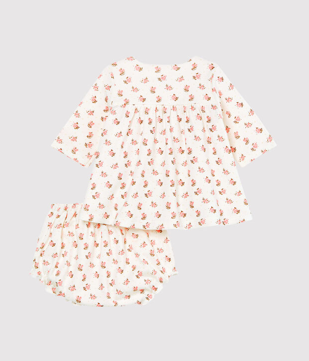 Vestido y braguita &laquo;bloomer&raquo; para beb&eacute; ni&ntilde;a blanco/multicolor