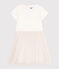 Vestido infantil de manga corta de algodón y tul blanco MARSHMALLOW/rosa COPPER