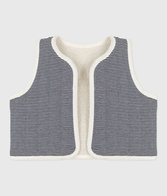Chaleco de bebé sin mangas en algodón milleraies y sherpa MILK/ MULTICO