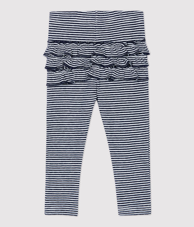 Leggings de algod&oacute;n de beb&eacute;. azul/blanco