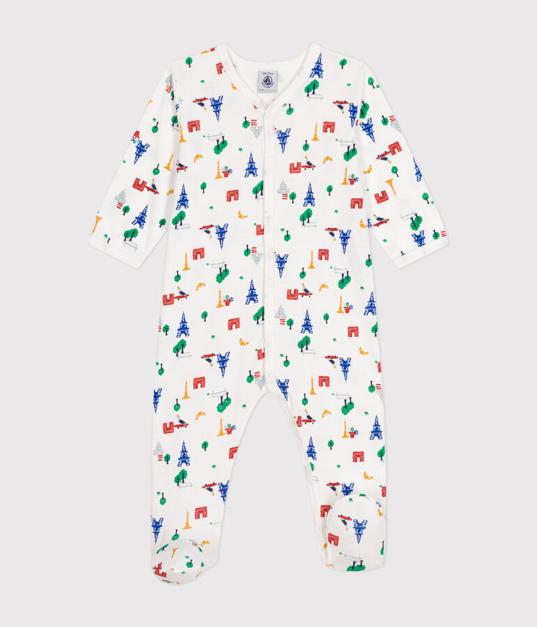 Pijama de algod&oacute;n con estampado de Par&iacute;s para beb&eacute; blanco/multicolor