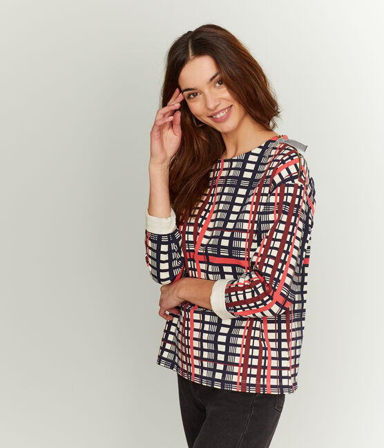 Marinera de cuadros para mujer beige COQUILLE/blanco MULTICO