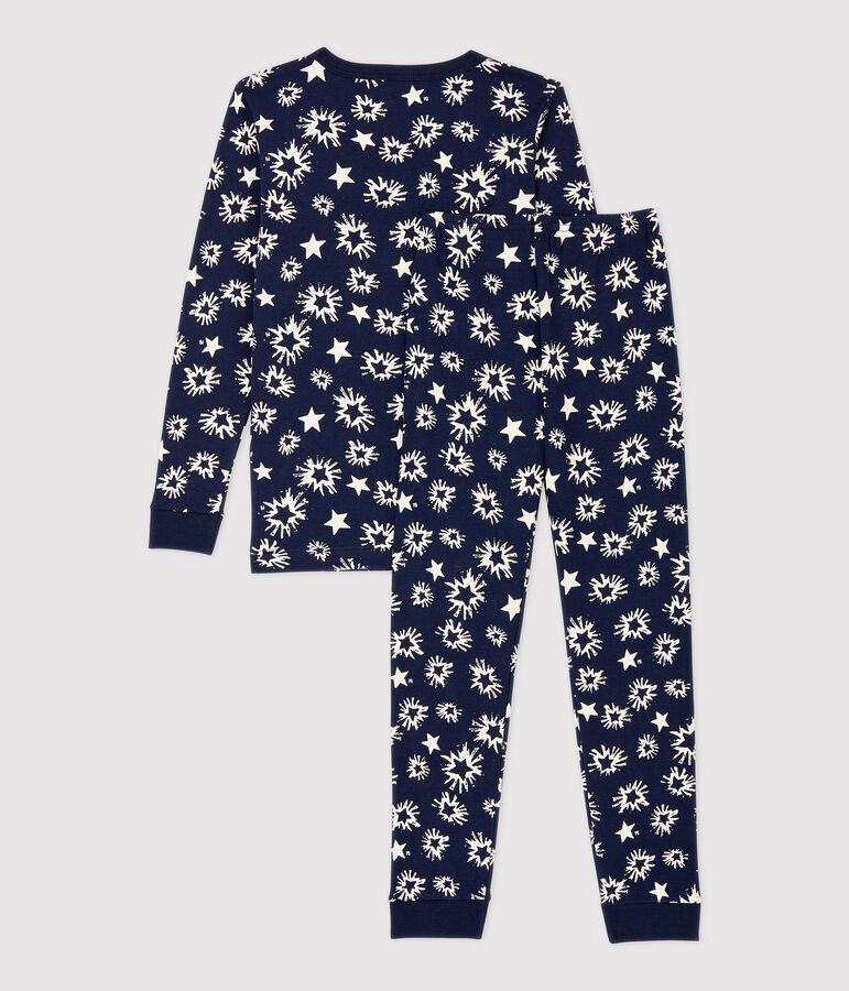 Pijama snugfit con estampado de estrellas de ni&ntilde;o azul/blanco