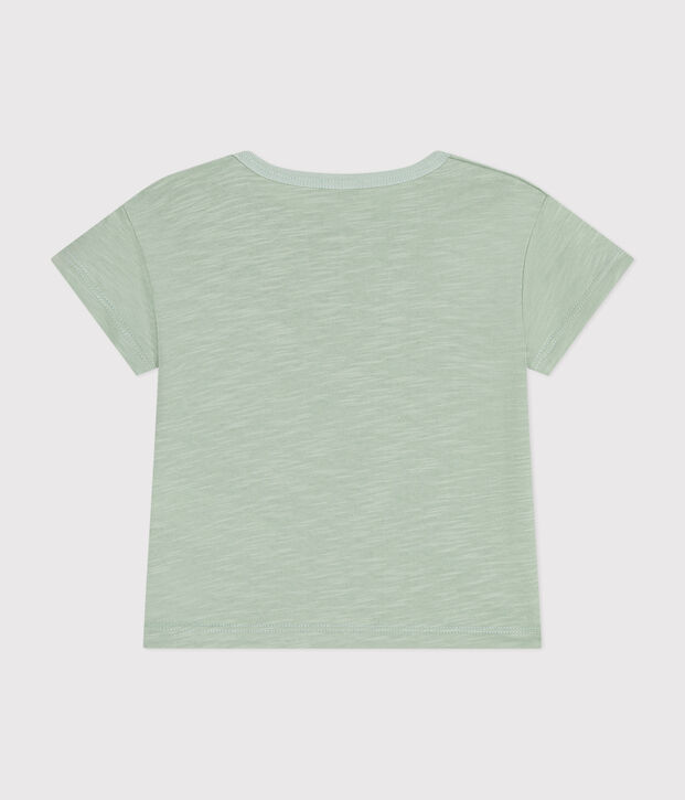 Camiseta de manga corta de punto flameado para beb&eacute; verde