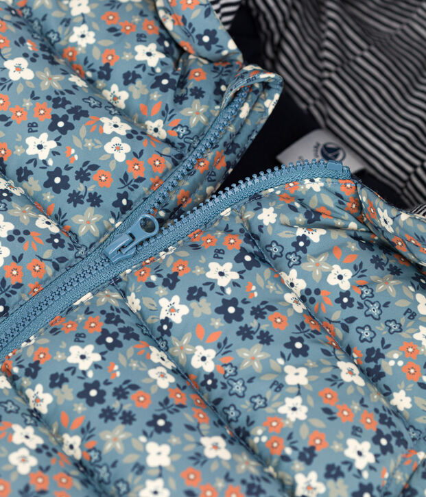 Chaqueta acolchada reciclada estampada para beb&eacute; azul/multicolor