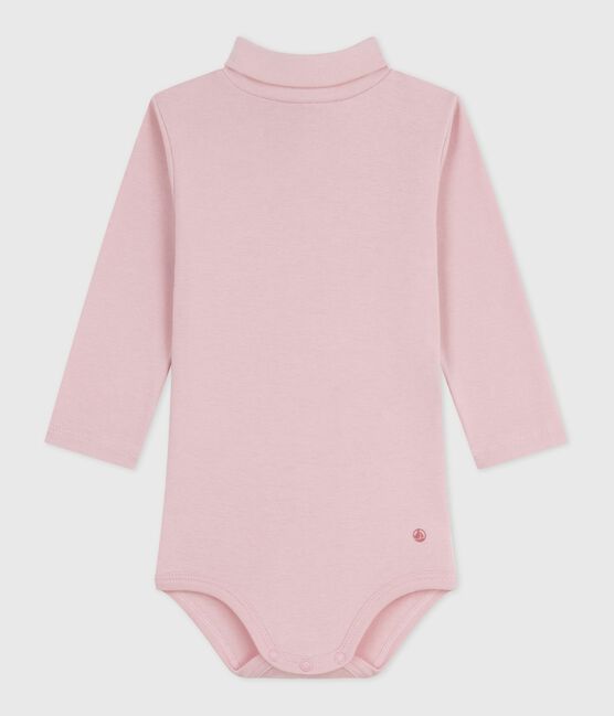 Body de algodón liso con cuello vuelto para bebé rosa JOLI