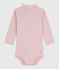 Body de algodón liso con cuello vuelto para bebé rosa JOLI