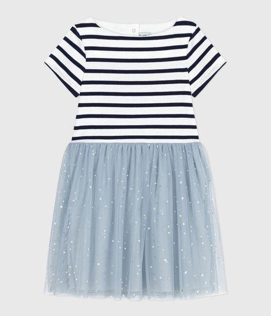 Vestido infantil de algodón de manga corta a rayas CO2/ MULTICO
