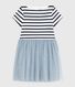 Vestido infantil de algodón de manga corta a rayas