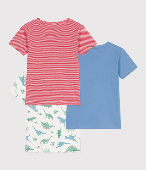 Juego de 3 camisetas infantiles de algodón de manga corta con dinosaurios variante 1