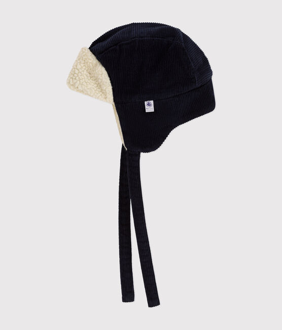Gorro «chapka» de terciopelo y borreguito para bebé azul SMOKING
