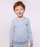 Pijama infantil de rizo de algod&oacute;n a rayas azul/crudo