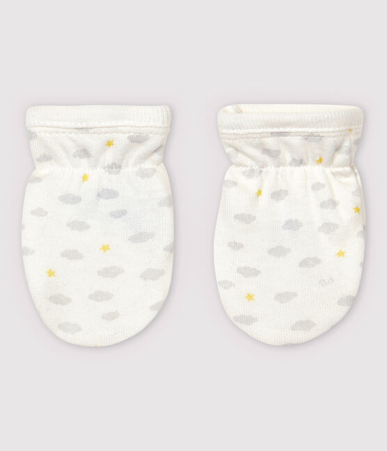 Manoplas antiarañazos para bebé de túbico de algodón orgánico blanco MARSHMALLOW/blanco MULTICO