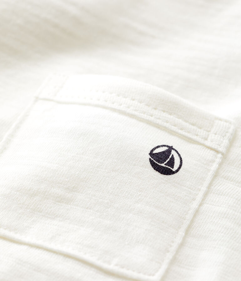 Camiseta de manga corta lisa de jersey de beb&eacute; blanco