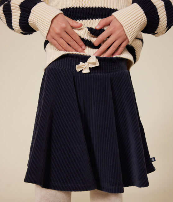 Falda de rizo aterciopelado para niña azul SMOKING