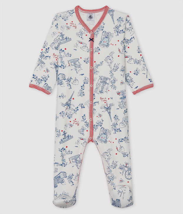 Pijama de punto para beb&eacute; blanco/multicolor