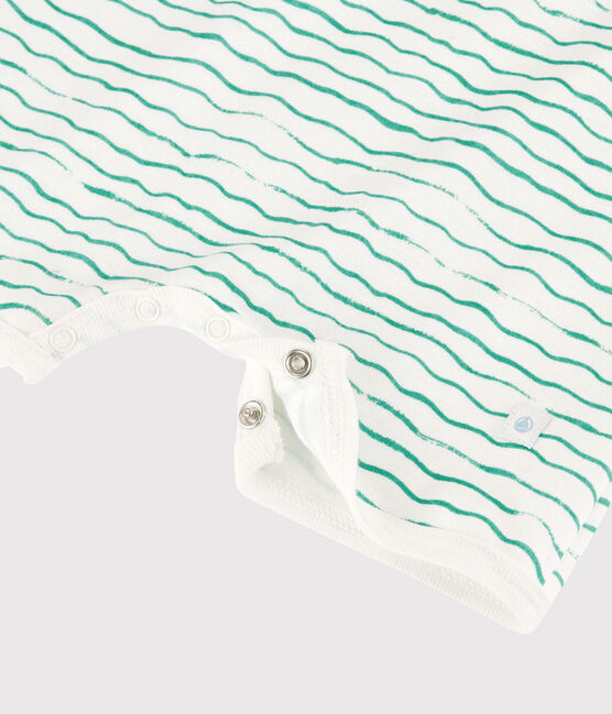 Mono corto de olas de algodón de bebé blanco MARSHMALLOW/ VERT