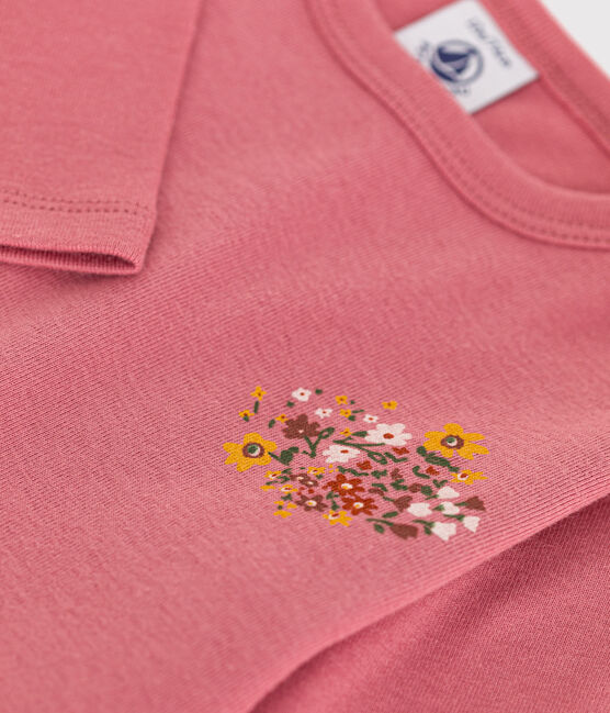 Camiseta de algodón de manga larga para bebé rosa ROSEWOOD