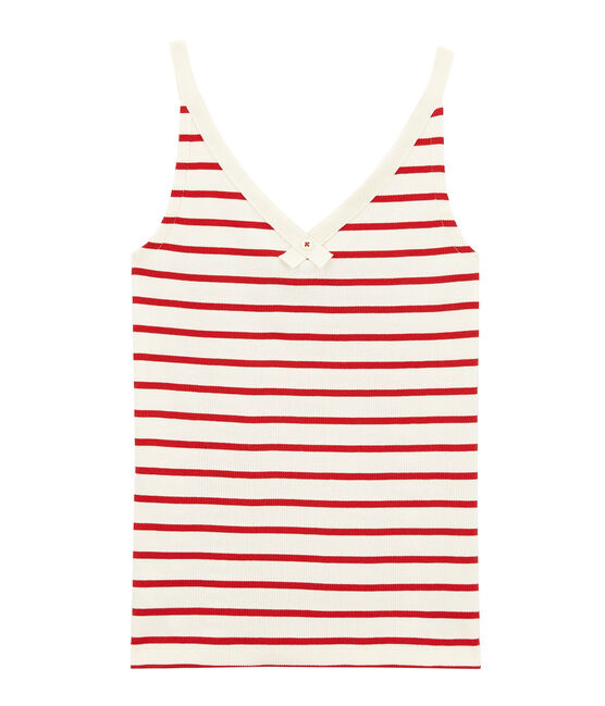 Camiseta de tirantes 100 anos de la braguita mujer beige COQUILLE/rojo TERKUIT