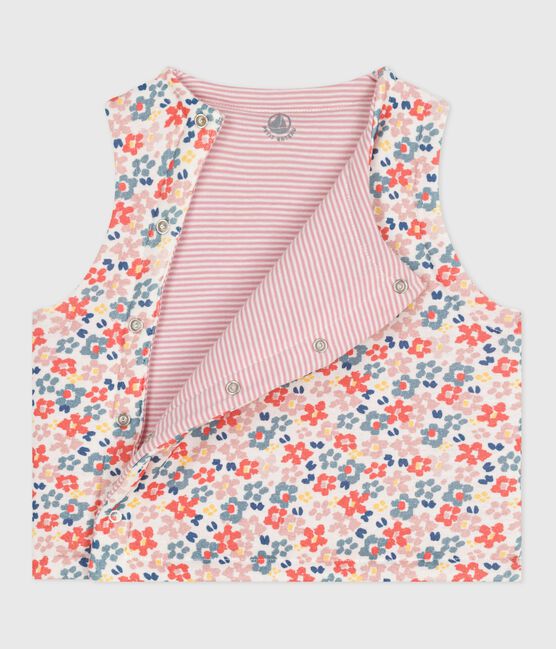 Chaleco reversible de algodón estampado para bebé blanco MARSHMALLOW/rosa JOLI