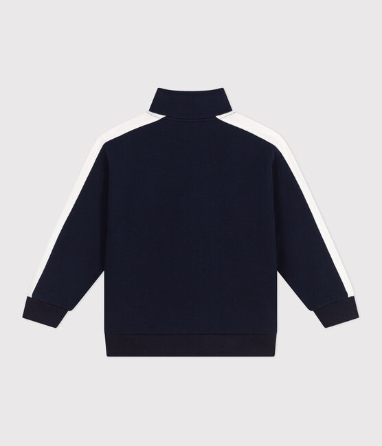 Sudadera infantil de algodón liso con cuello alto con cremallera azul SMOKING