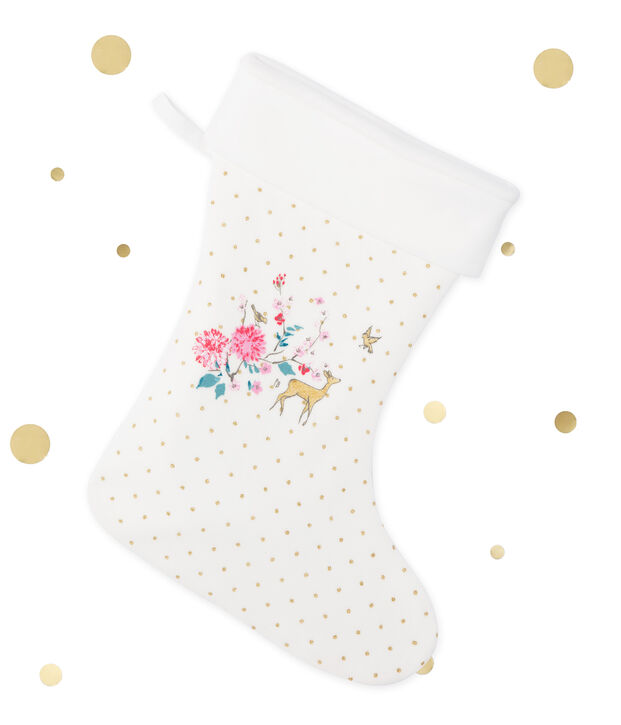 Calcet&iacute;n de Navidad blanco/amarillo