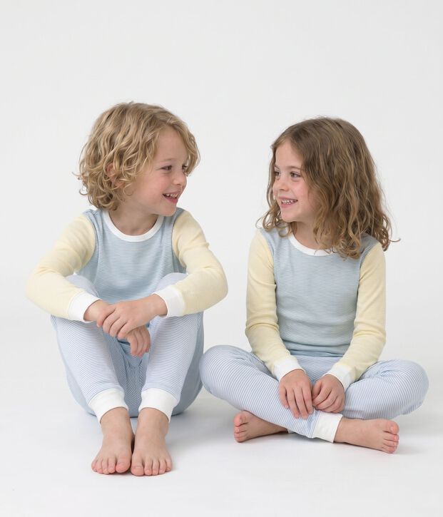 Pijama infantil de algod&oacute;n a rayas azul/multicolor