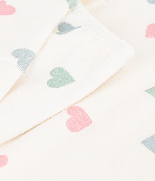 Pijama infantil de rizo de algod&oacute;n con corazones crudo/multicolor